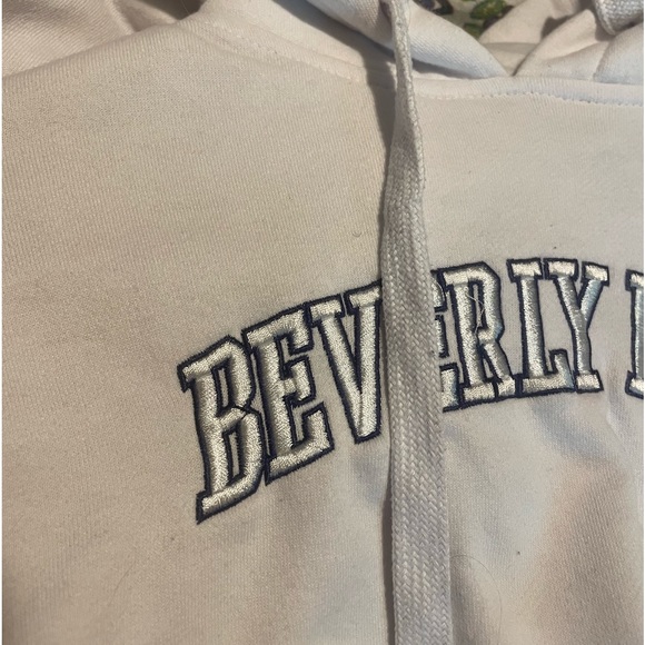“Beverly Hills” cropped white hoodie - Picture 2 of 5